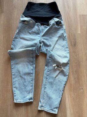 Light Blue Maternity Jeans with Stretch Waistband
